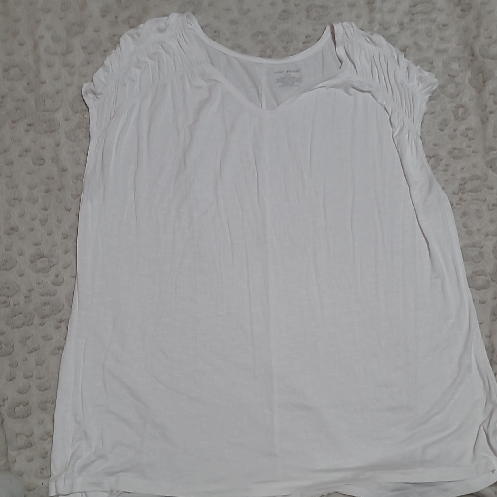 Lane Bryant White Cap Sleeve Relaxed T-Shirt